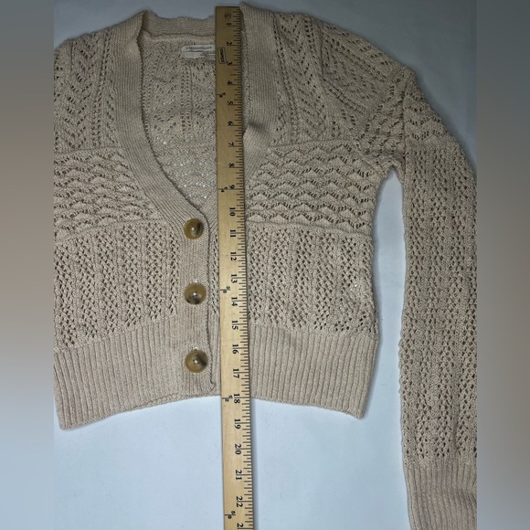 Anthropologie Beige Open-Knit Button Cardigan Sweater Womens Size XS - Picture 12 of 17